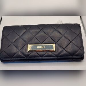 DKNY Black Leather Quilted Wallet